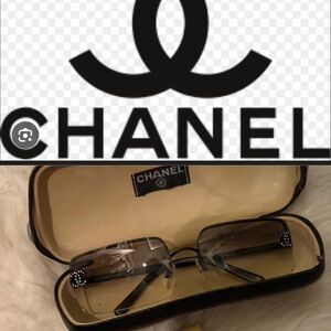 Chanel Black and Cream Sunglasses with Case